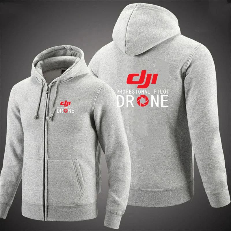 2024 New Dji Professional Pilot Drone Autumn Hooded Sweatshirts Men\'s Hoodie Cardigan Solid Color Classic Jacket Clothing Tops