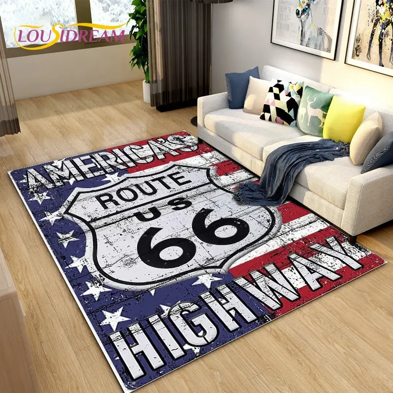 Historic Route 66,Mother Road,mãe estrada Area Rug,Carpet Rug for Home Living Room Bedroom Sofa Doormat Decor,Non-slip Floor Mat