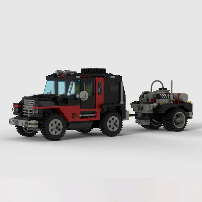 City Car Model MOC Building Bricks Off-Road Trailer With Generator Modular Technology Children Holiday Gifts Assemble Toys Suit