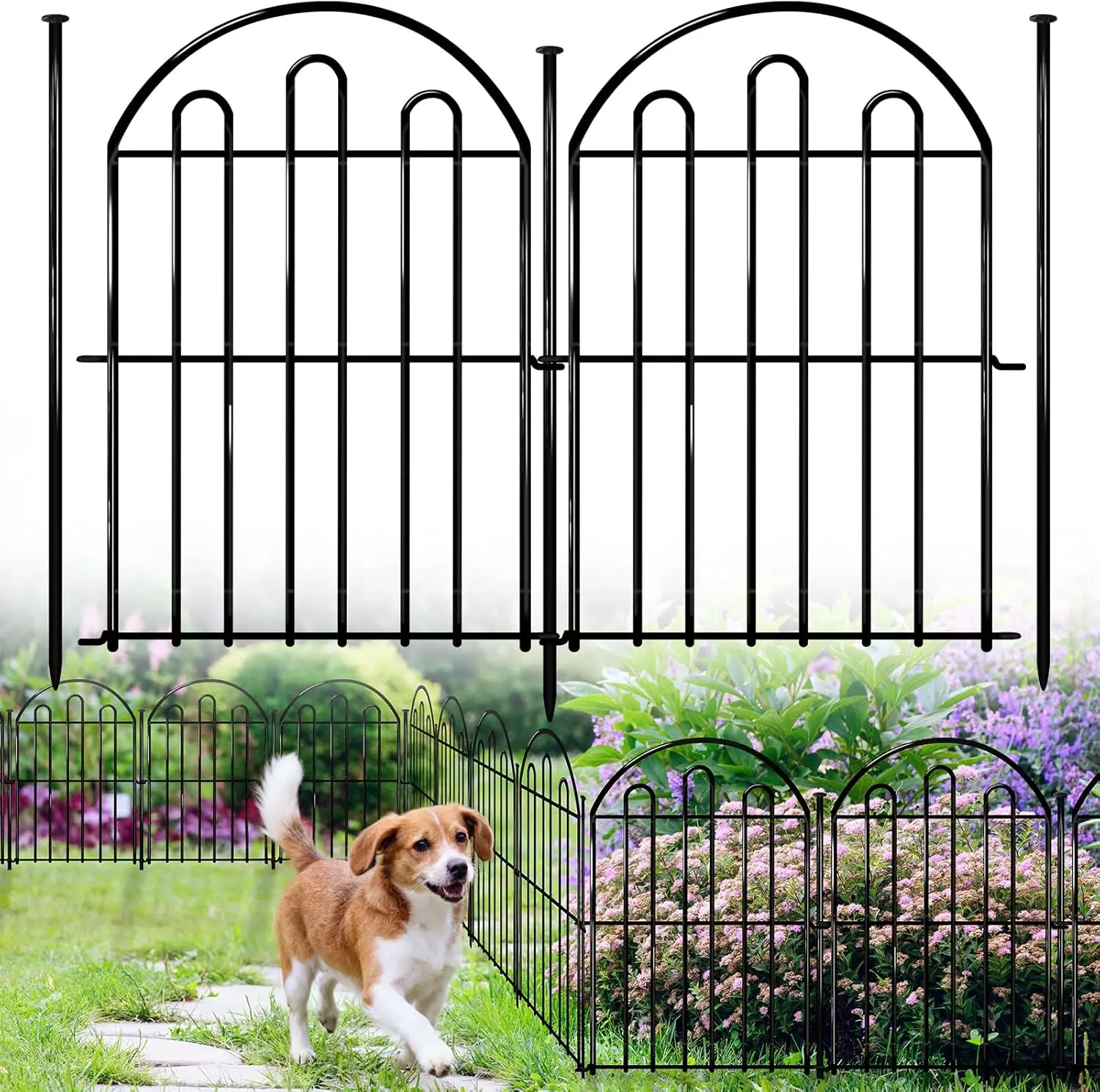 

26 Pack Arched Garden Fence, 17in x 28ft No Dig Animal Barrier for Dogs Rabbits, Rustproof Metal Stakes
