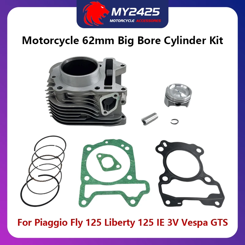 

Комплект цилиндров большого диаметра 62 мм для мотоциклов Vespa Sprint Primavera S 150 LX LXV150 4T 827041 487183 Liberty 125 IE 3V