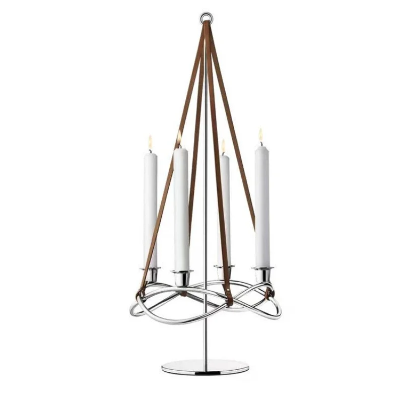 Stainless steel gold-plated bright silver candle holder, candlelight dinner restaurant ornament