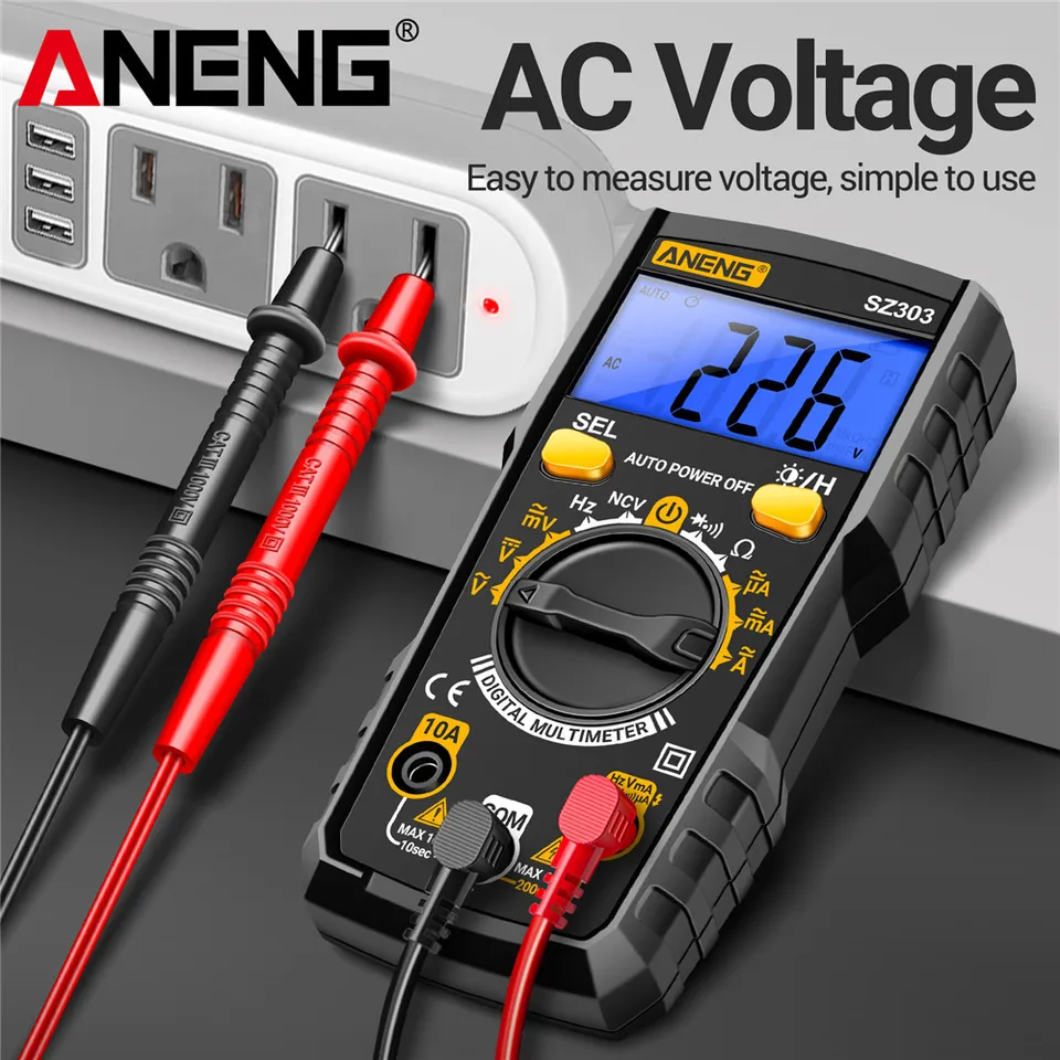 Multímetro digital profesional ANENG SZ303, detección de voltaje AC/DC y resistencia, alta precisión, herramienta de detección eléctrica profesional 2