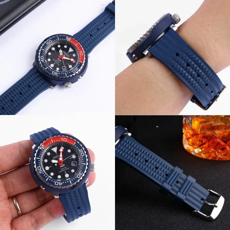 High Quality Silicone Watch Strap for Omega Watch Soft Strap for Seiko 007 Waterproof Men Rubber Watchband Accessories 20mm 22mm