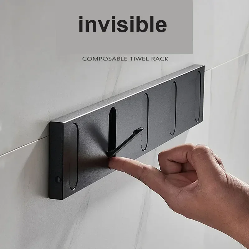 Invisible Folding Wall Hanger Hook Coat Clothes Hanger Punch-free Towel Rack Bathroom Kitchen Self-closing Back Door Wall Hooks