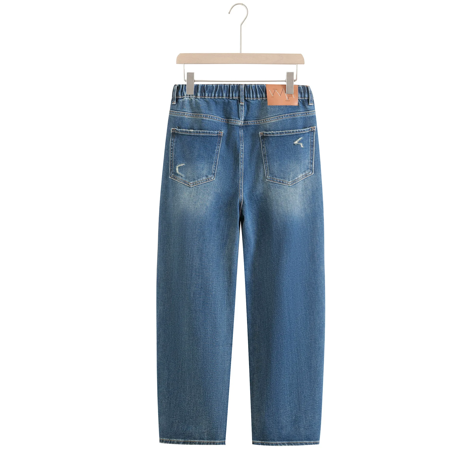 موضة حجم كبير جينز نسائي واسع الساق خريف جديد ممزق منحني عادية قسط تمتد الدينيم كامل طول مستقيم السراويل 8368