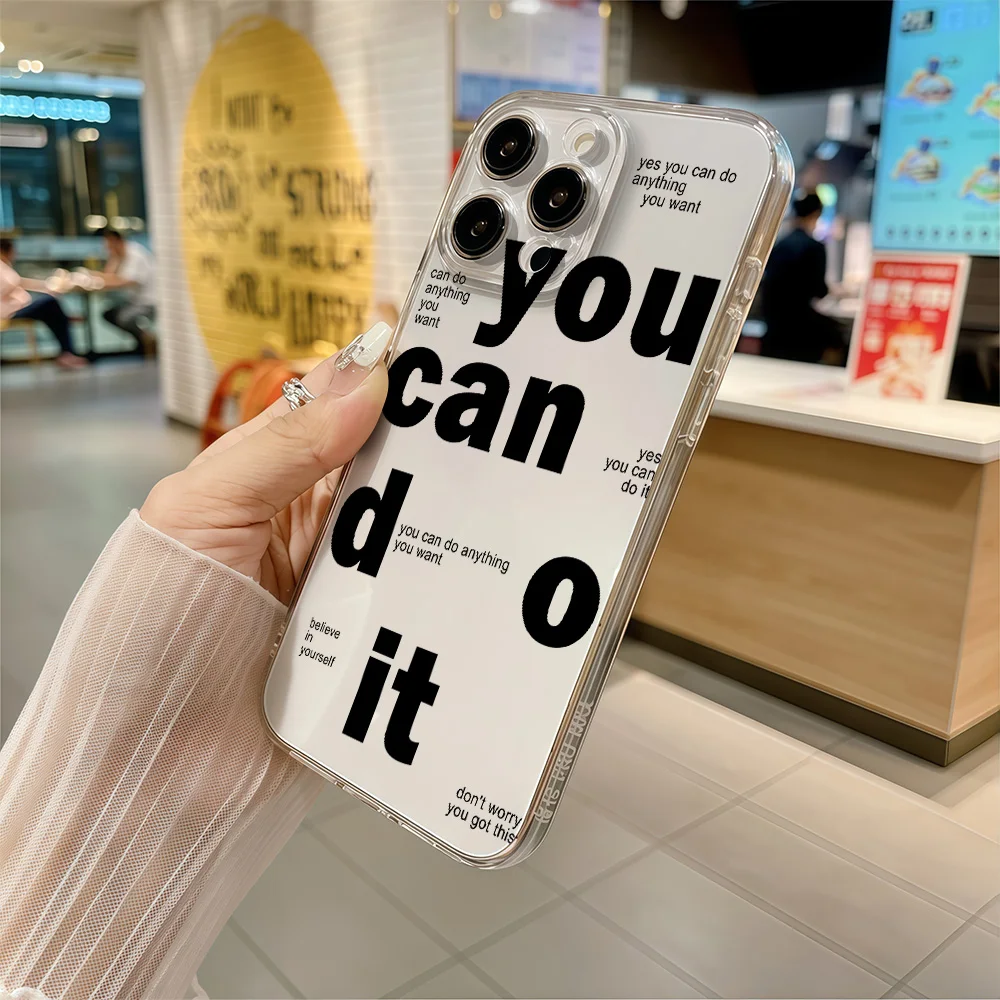 English Quotes Print Soft TPU Phone Case for iPhone 17 16 15 14 13 12 11 Pro Xs Max Air 16e 7 8 6s 6 Plus Mini X XR Clear Cover