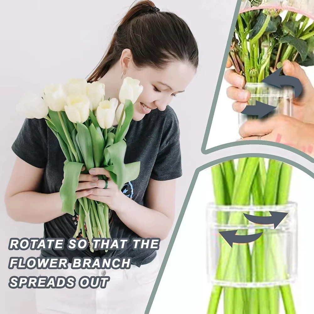 2PCS New Spiral Stem Holder for Flowers Flower Arranger Twist DIY Bouquet Twister Flower Floral Arrangement Holder for Decor