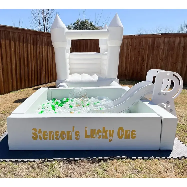 ขายร้อน Ball PIT สนามเด็กเล่นขนาดใหญ่ในร่ม Commerical PARTY เด็ก Soft Play อุปกรณ์โฟมสีขาว Ball PIT พร้อมสไลด์