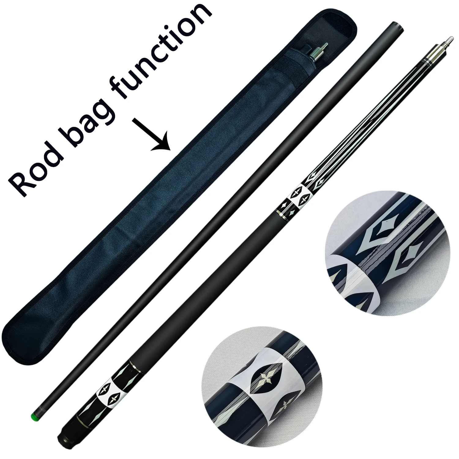 Professional Carbon Fiber Pool Cue Stick Set White Design Carry Case Ideal for Nine Ball and Carom 12.5mm Tip