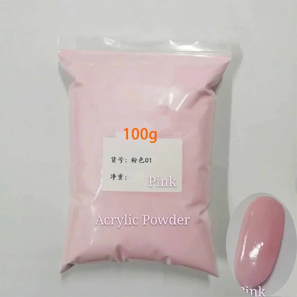Polvo acrílico para uñas, pigmento para uñas rosa/claro/blanco, polvo de cristal de polímero 3 en 1 para tallar/extensiones, polvo de inmersión para manicura, 50/100g