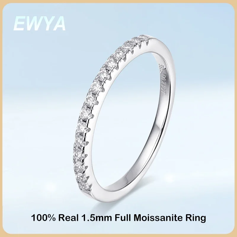 100% Real Moissanite Row Rings Bands For Women 925 Sterling Silver Sparkling Wedding Engagement Fine Jewelry Valentine Gifts