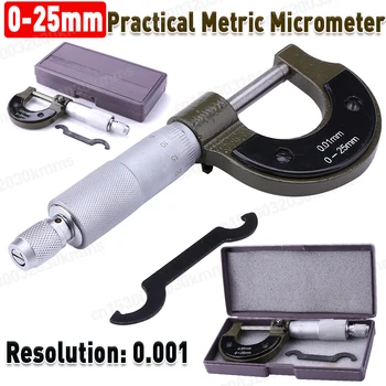 Precise Gauge Micrometer Carbon Steel 0-25mm 0.001mm Outside Metric Caliper Measurement Micrometer Tool Accessories Accurate