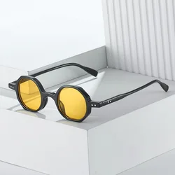 KLASSNUM 2024 Classic Vintage Sunglasses Men Small Round Retro Punk Ocean Color Sun Glasses Gradient Clear Lens Driving Eyewear