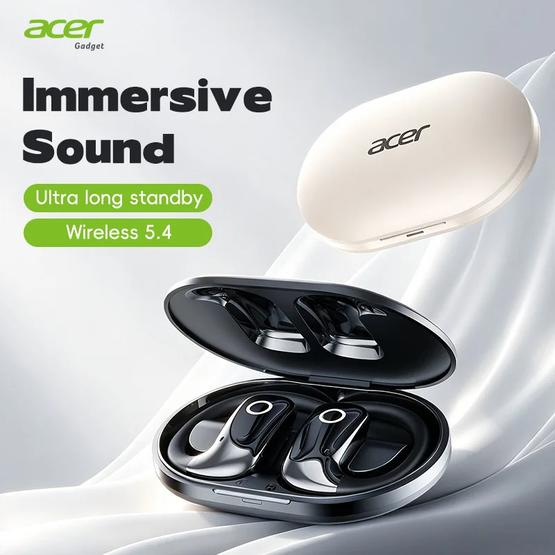 Acer Ohr547 Open-Ear Wireless-Kopfhörer Bluetooth 5.4 Immersiver Klangeffekt Große Kapazität Lange Akkulaufzeit Leichtes Ohrbügel-Design Bequem zu tragen Geeignet für Sport und Radfahren