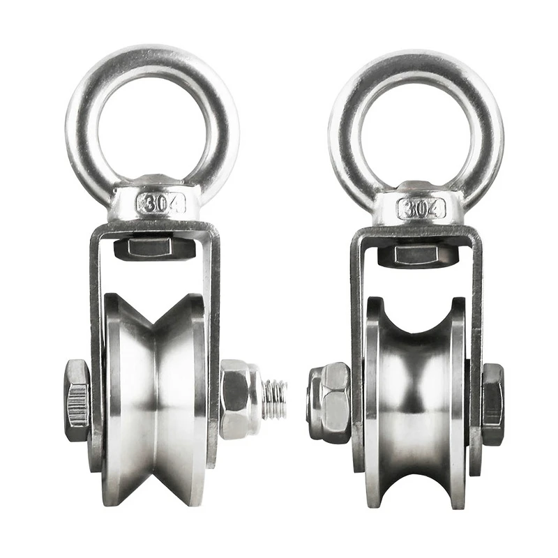 

1PCS V/U Type Silent Swivel Pulley Duplex Bearing Traction Wheels Pulley Block 304 Stainless Steel Pulley Roller