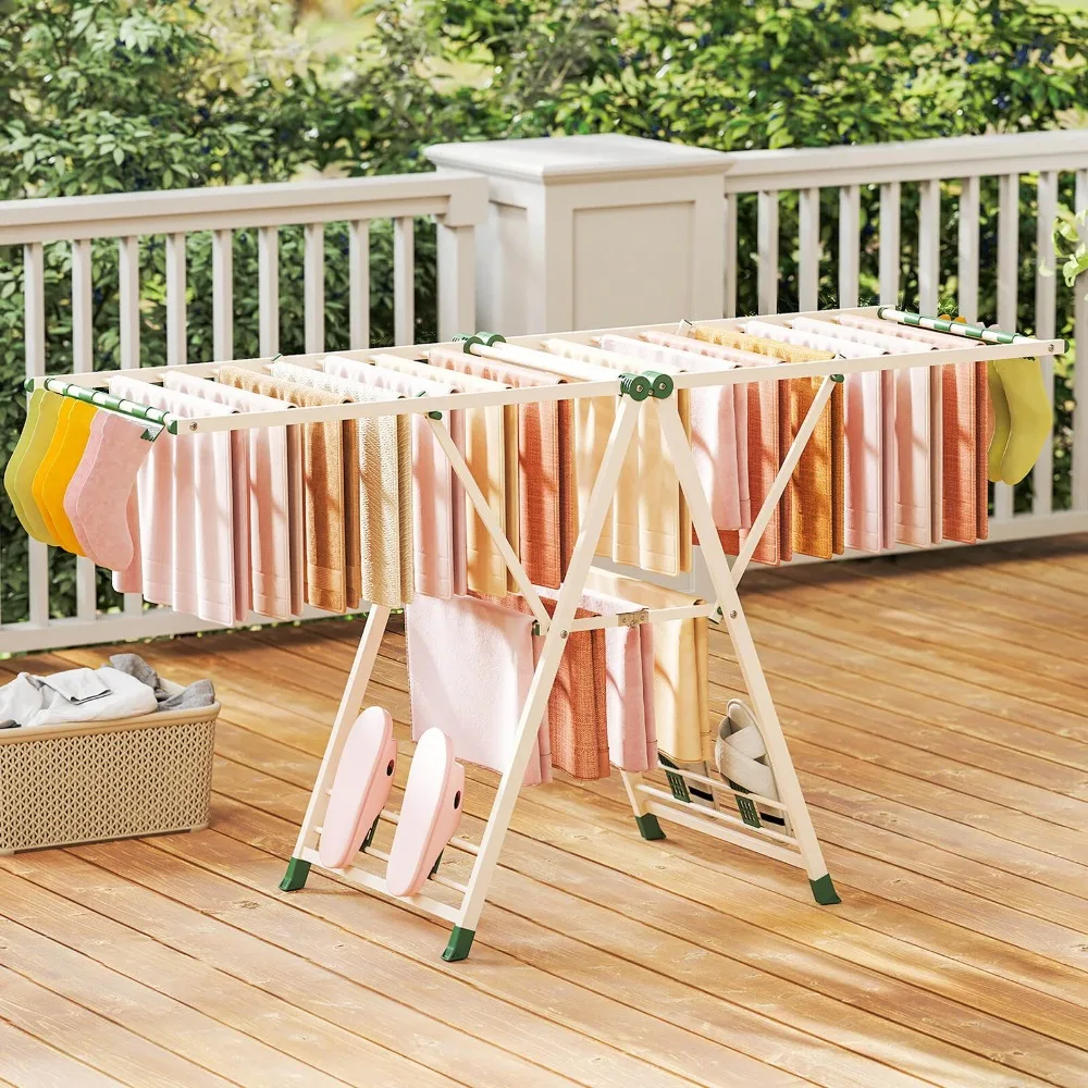 

Складная металлическая сушилка для белья с крыльями регулируемой высотой, 20 сушильных направляющих