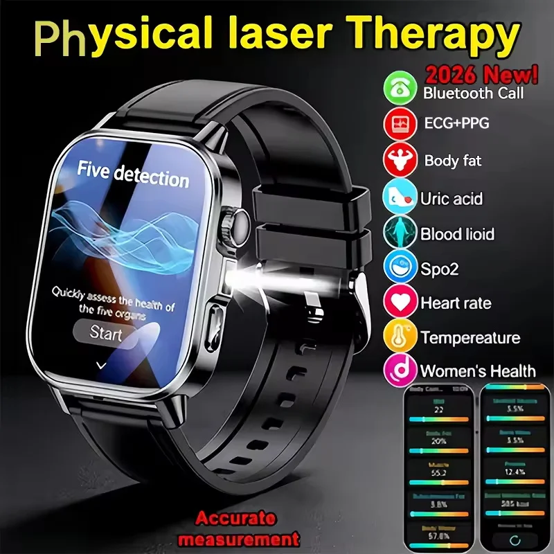 2026New AI Monitor Health Analysis Smart Watch ECG+PPG Uric Acid & Lipid Blood Pressure HD Call 2.0-inch Screen Flashlight Watch