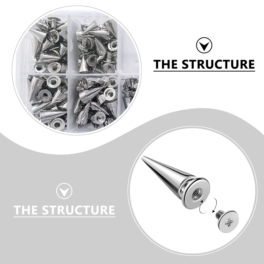 

100Sets Punk Spike Alloy Cone Screwback Studs DIY Clothing Accessories Durable Rust Resistant Rivets Set for DIY Jackets Bags