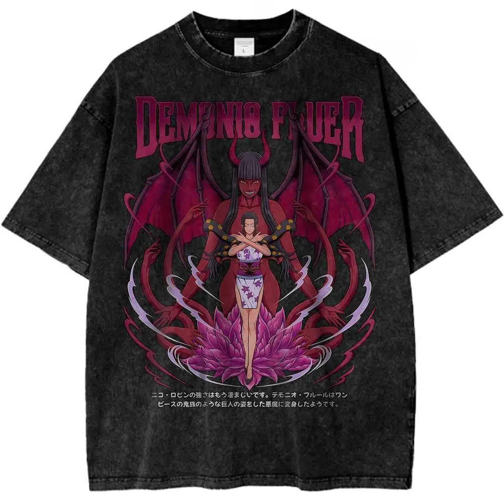Camiseta de Anime de una pieza de Nico Robin, camiseta gráfica Vintage para hombre y mujer, camiseta de manga corta, ropa de calle, Tops informales de verano 2025, ropa Y2k