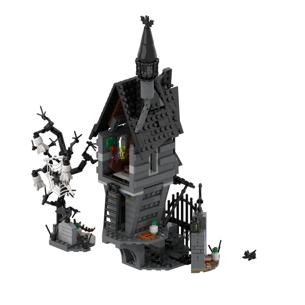 MOC Halloween Nightmare House Building Blocks Model Halloween Pumpkin Ghost Skeleton Hut Bricks Assembly Toys Kids Gift