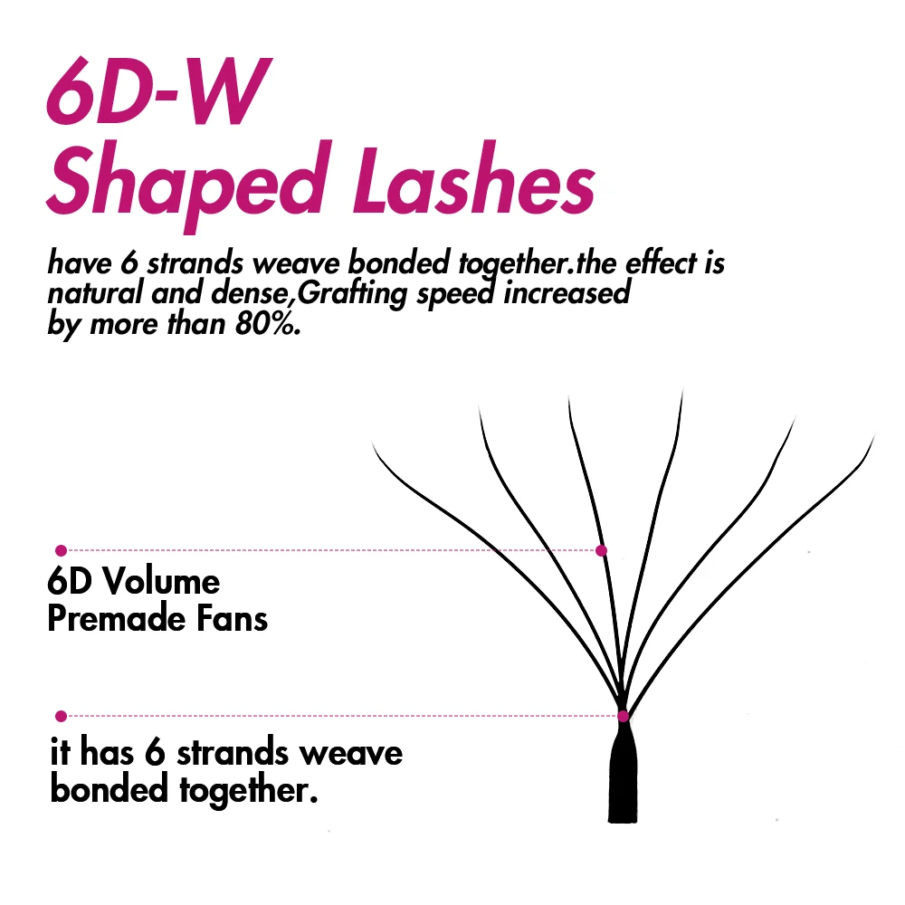 FADVAN New 6D - W Shaped Eyelash Extensions 0.07 C/D/L 8-15 mm Soft Natural Professional Lash