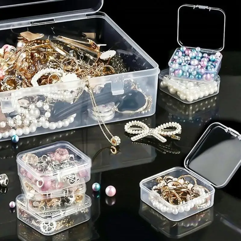 

E8BD 20Pcs Plastic Storage Boxes Clear Jewelry Organizers With Lids Portable Stackable Systems for Home Office Craft