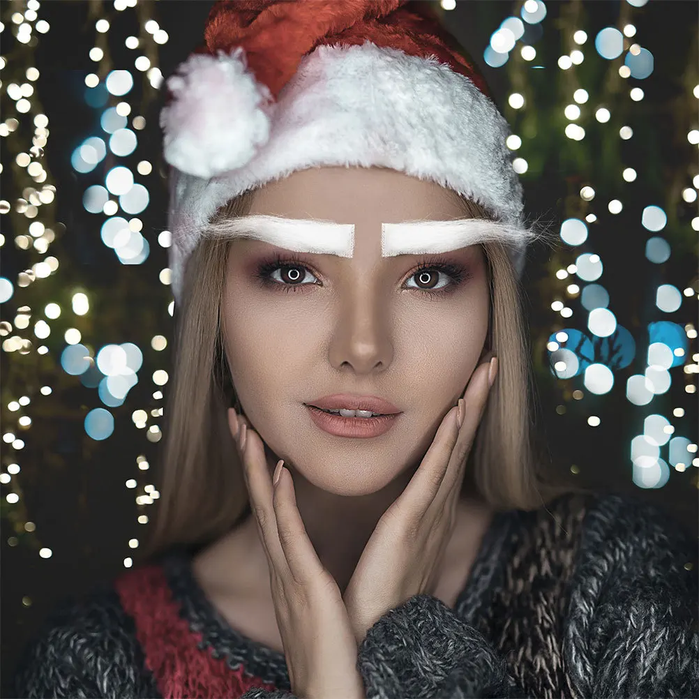 3 أزواج سانتا كلوز الحواجب البيضاء الشارب قابلة لإعادة الاستخدام شعر الوجه وهمية للمناسبات الاحتفالية الحواجب البيضاء شارب جنوم #5