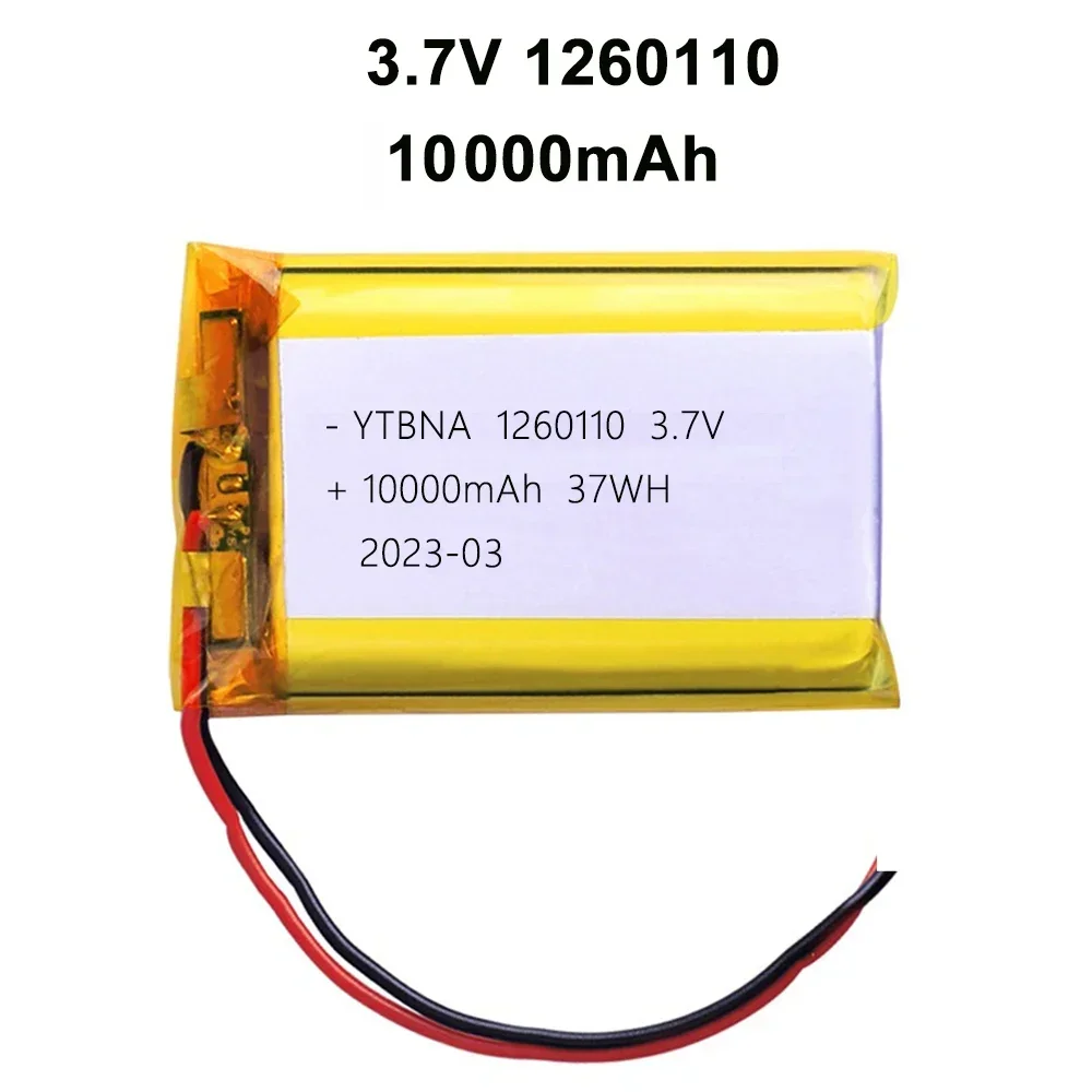 3.7V 10000mAh 1260110 polymer lithium battery/lithium ion battery for Power Bank,GPS,100% real capacity