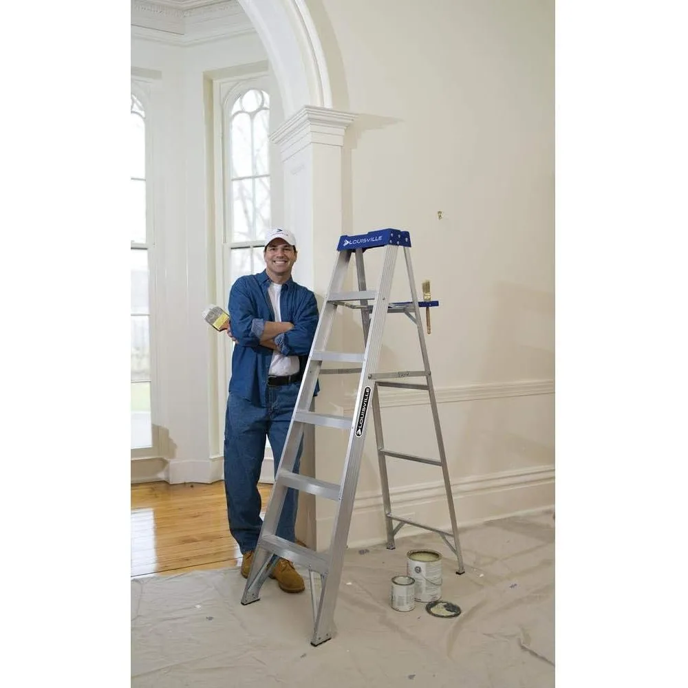 سلم لويسفيل سلم ألومنيوم 4 أقدام، سعة 250 رطل، AS2104