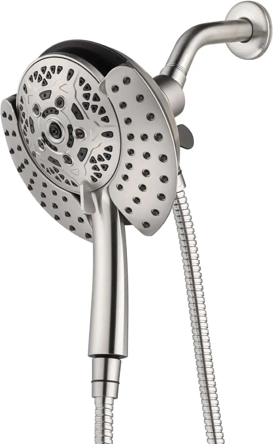 

2.5GPM Rainfall & Handheld Shower Combo: 7.2" Dual Spray Head with 60" Rotatable Hose, High Pressure Nickel Finish