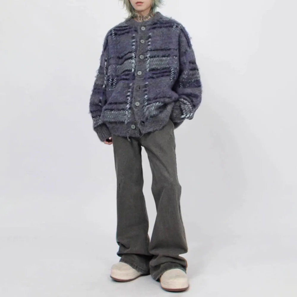 Autumn New Men's Contrast Color Long-Sleeved Sweater American Retro Fashion Trend Street Loose Casual Niche Men's Tops 2025