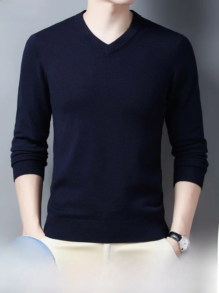 

Eordos 00 Pure Wool Knitted Sweater Men's Thiened V-ne Camere Base irt Faionable Autumn Winter Chien Heart Ne