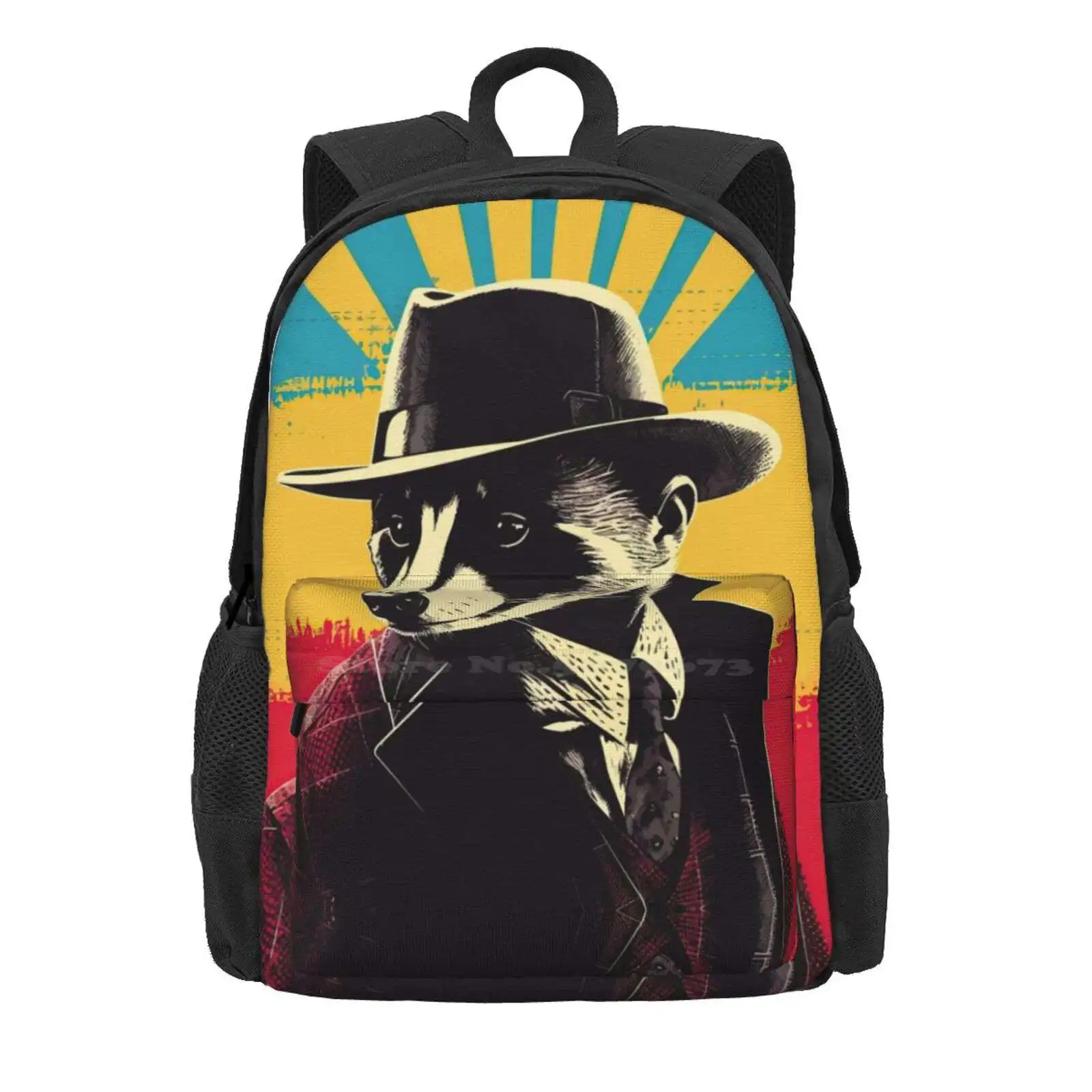 Badger In Suit - Pop Art Art Hot Sale Schoolbag Backpack Fashion Bags Badger Pop Art Weirdcore Animals Skunk 70S Oddities