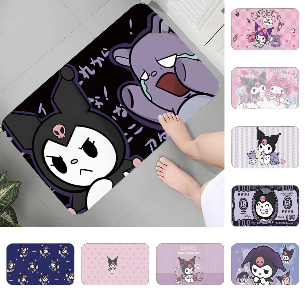 

S-Sario K-Kuromi Floor Mat Graphic Printed Flannel Doormats For Bathroom Kitchen Entrance Carpet Home Decor