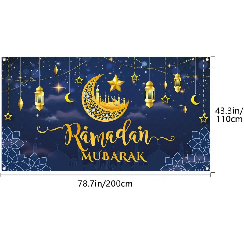 VIKAMA Muslim Ramadan Kareem Banner Ramadan Mubarak Background Decoration Ramadan Logo Photo Booth Decorative Item