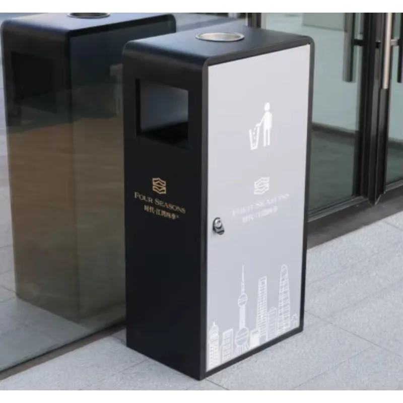 Modern City Outdoor Trash Can Metal Public Waste Classified Custom Sorting Bin Design Outdoor Galvanized Steel Trash Bin Outside