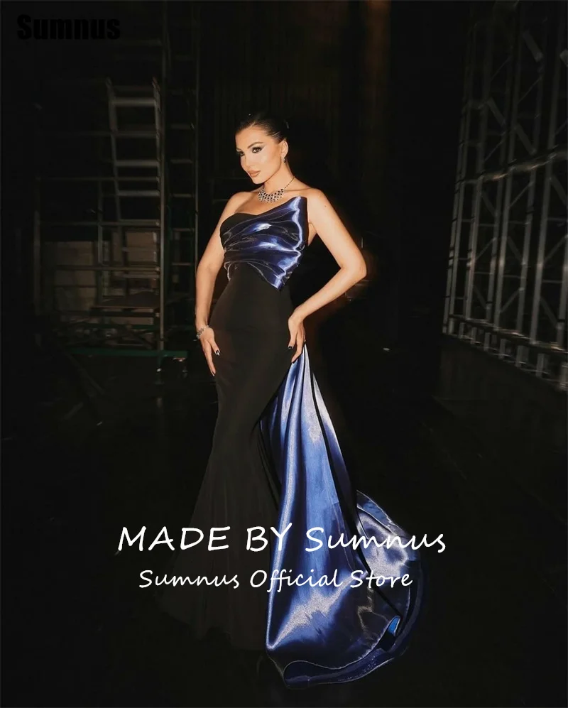 Sumnus Moderni Abiti da sera a sirena Colore a contrasto Senza spalline Pieghe Maxi Abiti da cerimonia Gala فسات БmaveraPersonalizzato