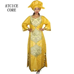 African Dresses For Women 3/4 Sleeve Plus Size Dress With Scarf