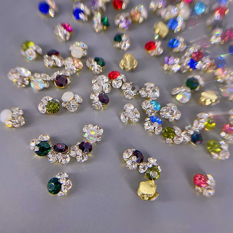 10 قطعة ثلاثية الأبعاد مكدسة كريستال الماس مسمار الراين كومة السحر اكسسوارات ل مانيكير بريق رسومات أظافر لوازم الديكور