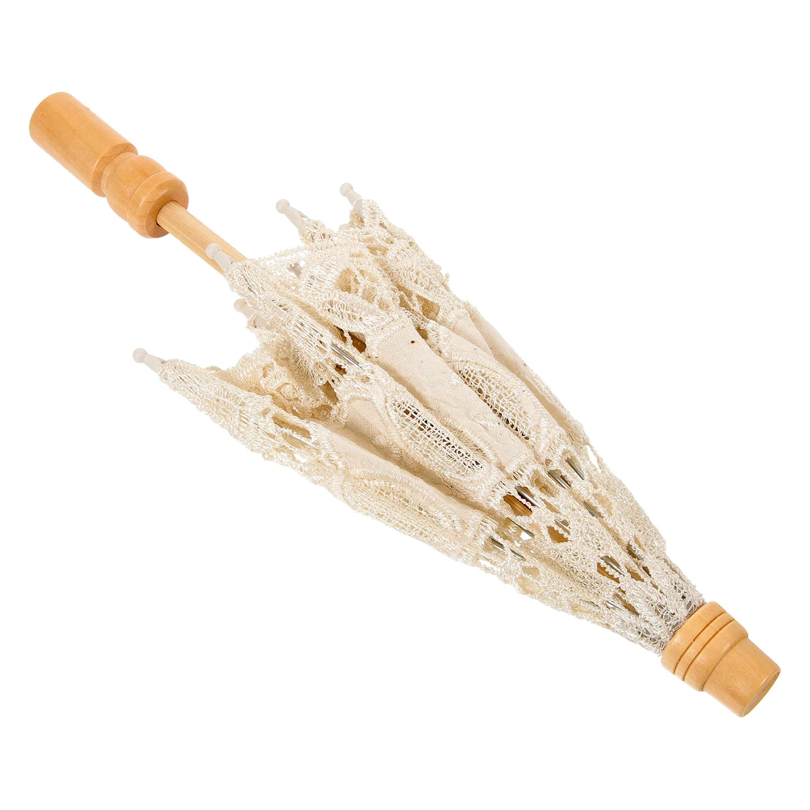 

Wedding Bride Lace Umbrella Wooden Handle Beautiful Bridal Parasol Photography Prop Romantic Stage Performance Accessory