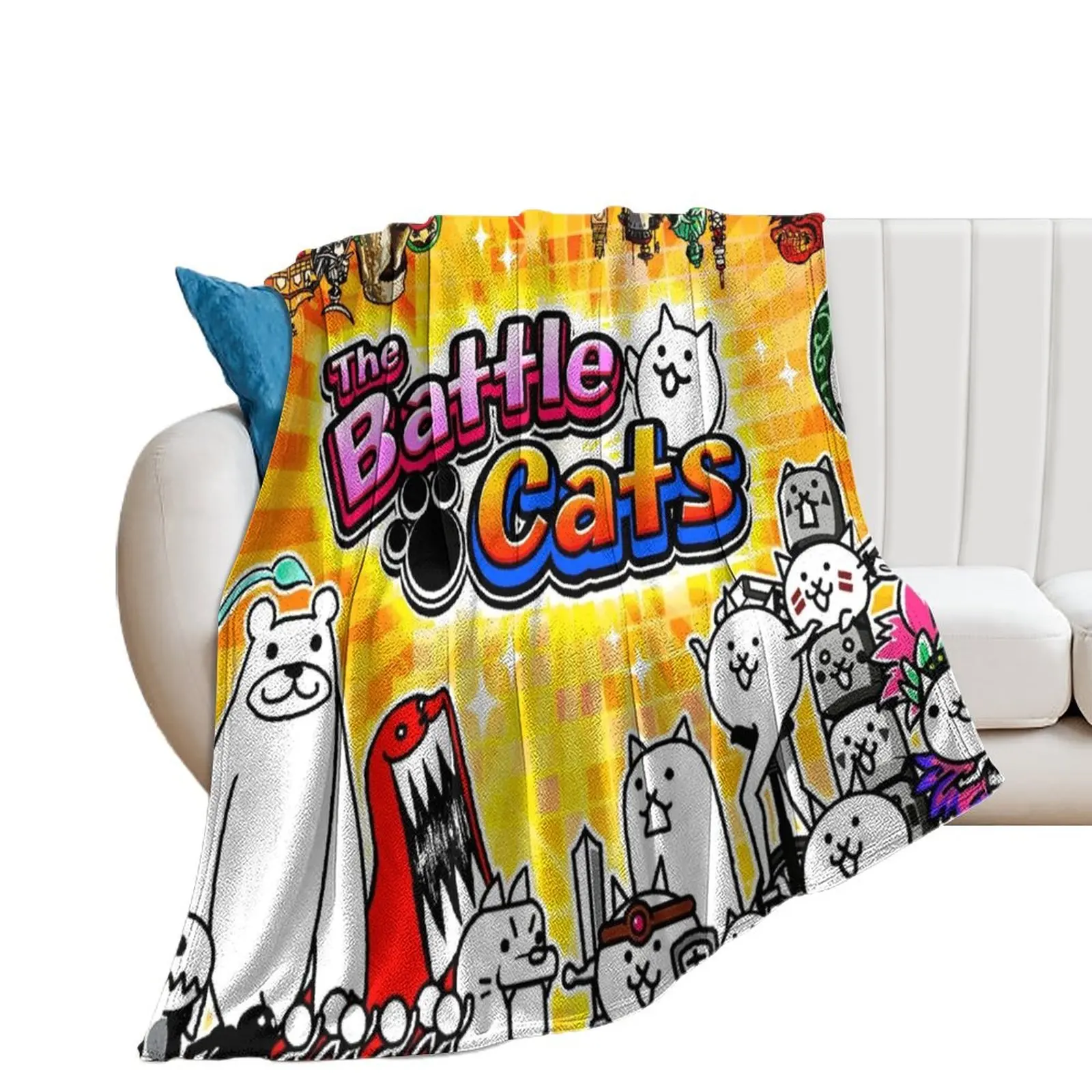 Battle Cats Throw Blanket Camping anime Blankets