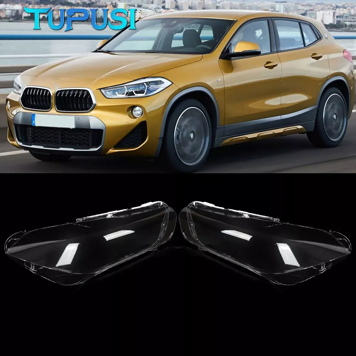 

For BMW X2 F39 SUV 2018 2019 2020 2021 2022 2023 Pair Head Lamps Covers Headlight Lens Shell Front Headlamp Cover Cap Lampshade