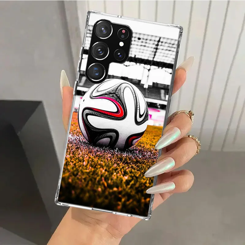 Football Soccer Ball Design Phone Case for Samsung Galaxy S24 S23 S22 S21 Ultra S20 FE S10 Plus S10E S9 S8 + S7 Edge Soft Print