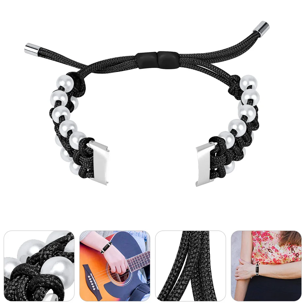 

Pearl Braided Watch Strap Adjustable For Replacement Band Hand-Knitting Watchband Smart Watch Accessory