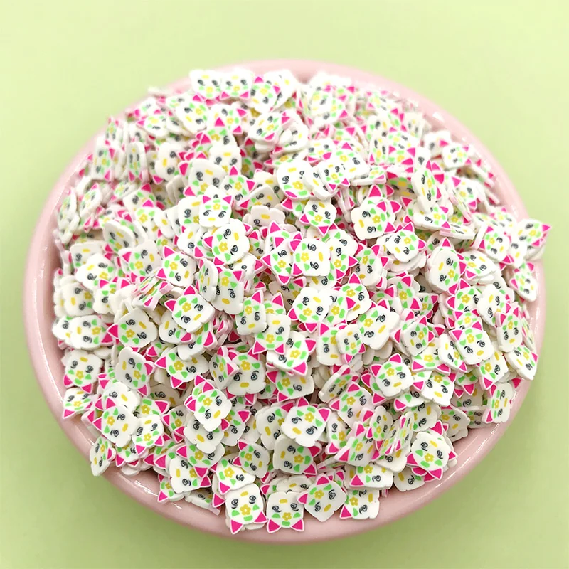 100g Cartoon Cat Hot Clay Sprinkles for Crafts Polymer Slices Slime Filler Accessories DIY Scrapbooking Nail Art Decoration