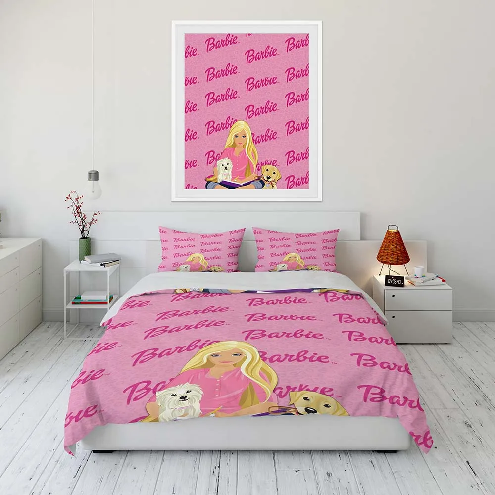 Imagem -02 - Barbie Cartoon Anime Stitch Duvet Cover Conjunto para Crianças Consolador King Size Colcha de Cama Rainha e Gêmeo Grade a Impresso Crianças 3d