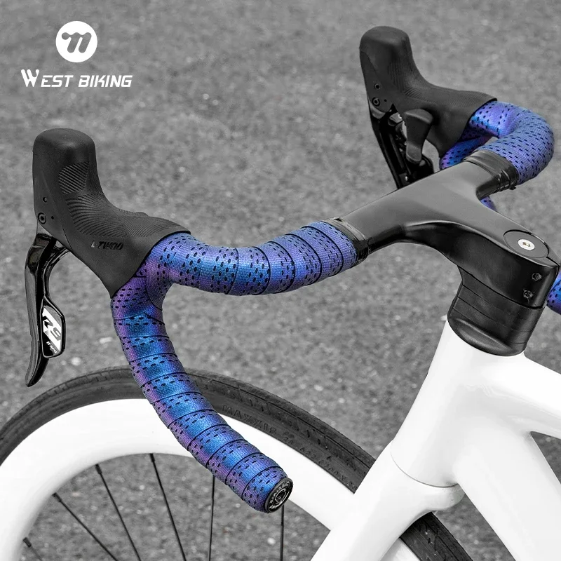 WEST BIKING Road Bike Handlebar Tape Multicolor HISPU Resistant To Dirt And Wear Bicycle Grip Tape Hole Breathable With Plugs