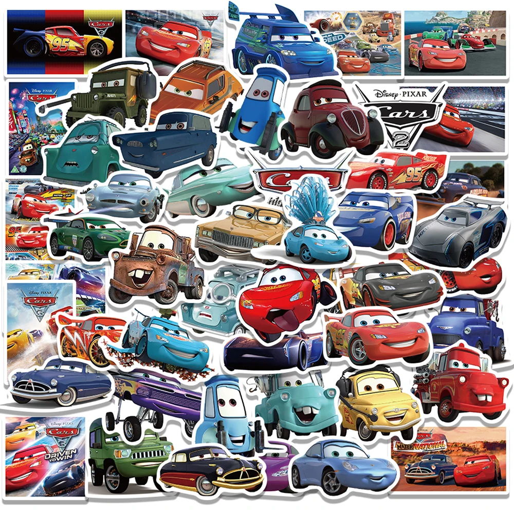 10/30/50pcs Disney Anime Cartoon Cars Stickers Lightning McQueen Decals Graffiti DIY Suitcase Fridge Classic Movie Sticker Toys