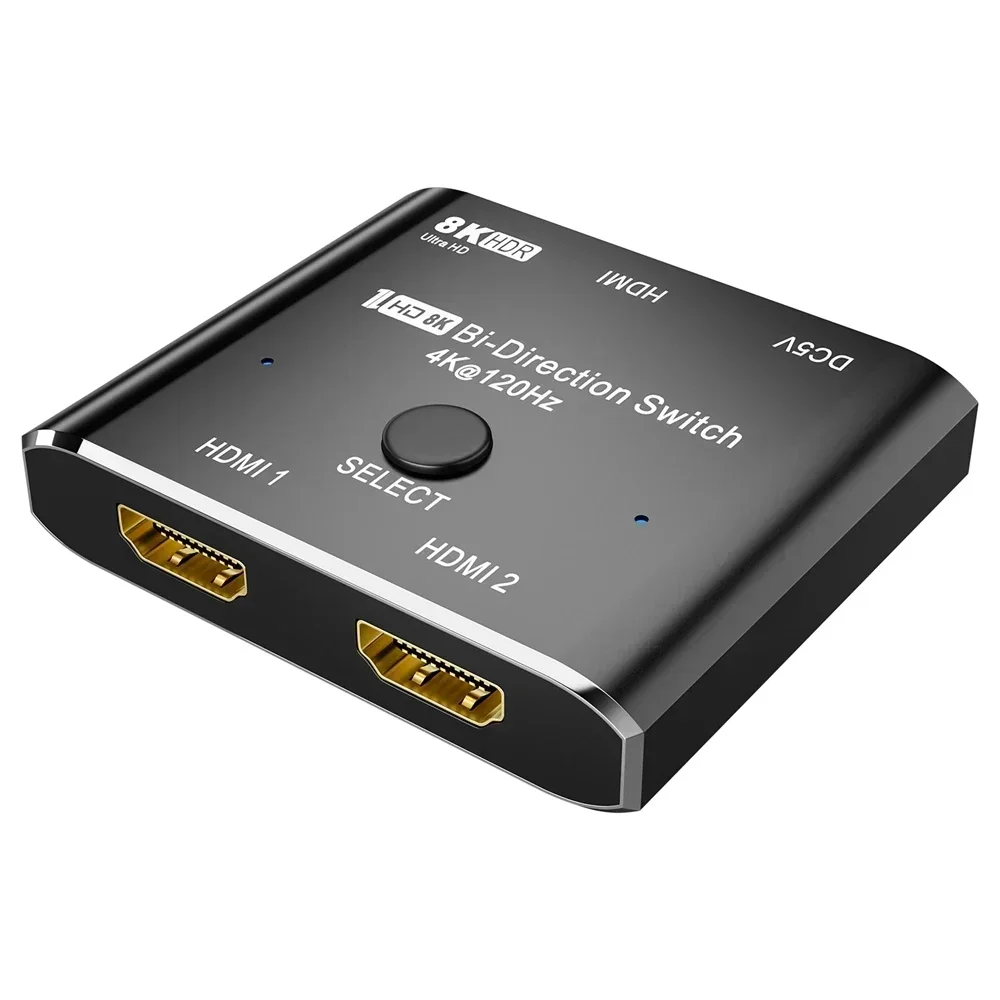 Commutateur HDMI bidirectionnel, commutateur HDMI pour PS4, PS5, ordinateur portable, PC vers budgétaire TV, 2 en 1, sortie 3D HDR, 1080P, 4K à 120Hz, 2x1, 8k60
